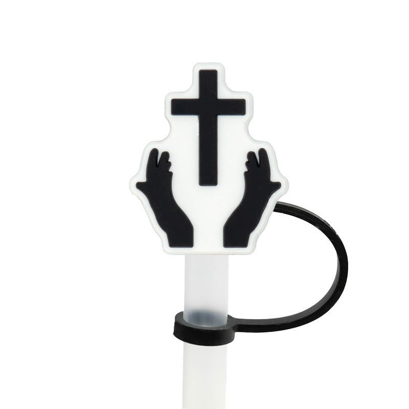Wholesale of 10pcs God Cross Silicone Dustproof Straw Stoppers